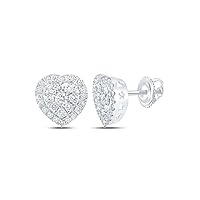 The Diamond Deal 10kt White Gold Womens Round Diamond Square Earrings 1/2 Cttw