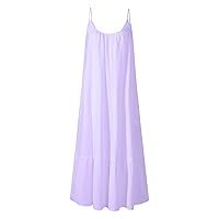 Women's Dresses Summer Dress Women's Casual Tank Sleeveless Knee Length Mini Plain Vest Dresses(Purple,Large
