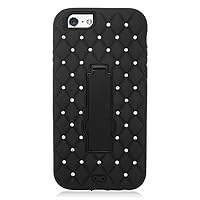 Eagle Cell iPhone 6 Diamond Skin Case with Stand - Retail Packaging - Black/Black