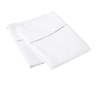 Pizuna 100% Cotton Queen Size Pillow Case White, 800 Thread Count 100% Long Staple Combed Cotton Sateen Pillowcase, Hotel Pillow Covers with Stylish 4 Inch Hem (White Queen Pillowcase Set of 2)