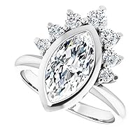 4 CT Marquise Colorless Moissanite Engagement Ring, Wedding Bridal Ring, Eternity Sterling Silver Solid Diamond Solitaire Bezel Anniversary Promise Ring