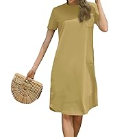 Summer Dresses for Women,Women's Fashion Round Neck Casual Loose Short Sleeve Dresses Dress, S, 5XL