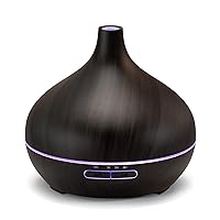 Essential Oil Diffuser, 400ML Aromatherapy Diffuser with 4 Timer & 7 Colors LED Lights, Waterless Auto-Off, Dual Mist Modes Aroma Ultrasonic Diffusers for Home, Office