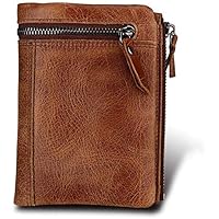Wallet for Men Men's Mad Horse Leather Anti-theft Brush Leather Men's Wallet Wallet Curt Fashion Trends For Traveling Shopping (Color, Brown, Size, S),Brown,Small