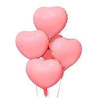 Pink Heart Foil Mylar Balloons - Metallic Heart Shaped Balloons Foil for Valentines Day Party Wedding Bachelorette Girls Birthday Baby Shower Party Favors Heart Mylar Balloons Decorations, 30pc