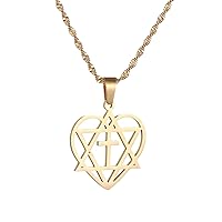 Stainless Steel Star of David Pendant Necklace Cross Megan David Jewish Star Heart Jewelry