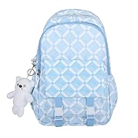 Cute Backpack for Women, Kawaii Y2K Grunge Plaid Checkerboard Preppy Travel Aesthetic Rusksack Daypack (blue)