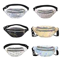 Holographic waist bag women's fashion one-shoulder messenger bag PU leather men's and women's waist bag leisure bag waist bag six colors optional waterproof multi-layer outdoor sports bag