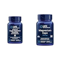 60 Vegetarian Capsules Enhanced Super Digestive Enzymes & Probiotics and 100 Magnesium Capsules for Heart, Bone, Metabolism Support
