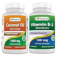 Best Naturals Coconut Oil 1000 mg & Vitamin B2 (Riboflavin) 100 mg