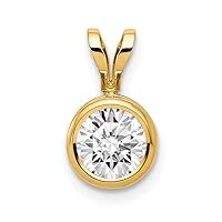 14k Yellow Gold Polished Open back 6mm CZ Cubic Zirconia Simulated Diamond Bezel Pendant Necklace Measures 12x7mm Jewelry for Women