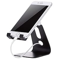 Adjustable Aluminum Cell Phone Desk Stand for iPhone and Android, Black