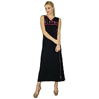 Bimba Women Black A-Line Maxi Dress Sleeveless Casual Boho Custom Clothing