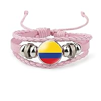 Colombia Flag Braided Bracelet - Vintage Map Elastic Time Stone Handmade Bracelets Women'S,Creative Colombia Handmade Novelty Paracord Jewelry For Men Women Couple Gift