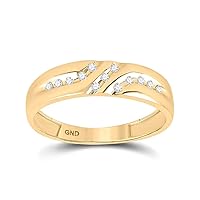 Jewels By Lux 14K Yellow Or White Gold Mens Round Diamond Wedding Band Ring 1/8 Cttw, Mens Size: 7-13