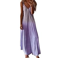 Womens Sleeveless Slip Dresses Loose Fit Dresses for Women V Neck Beach Hawaiian Maxi Long Fall Summer Dresses 2024