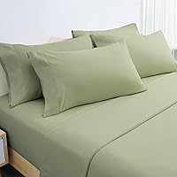 HOMEIDEAS 6 Pieces Lightweight Easy Care Microfiber Bed Sheets Set(Full, Sage Green), Super Soft & Fade Resistant, 15 inches Deep Pocket 1800 Thread Count Bedding
