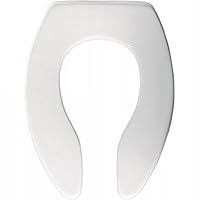 Olsonite 95SSCT 000 Toilet Seat, Elongated Open Front Heavy-Duty Plastic w/Plastic Self-Sustaining Hinges - White