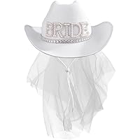 Cowboy Hat and Veil Bachelorette Party,White Cowgirl Hat Wedding Bridal Shower Decoration,Bride to be Gift,Country-Western Novelty