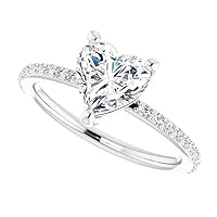 JEWELERYIUM 1 CT Heart Cut Colorless Moissanite Engagement Ring, Wedding/Bridal Ring Set, Solitaire Halo Style, Solid Sterling Silver Vintage Antique Anniversary Bridal Rings Gift for Her
