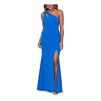 Xscape Womens Side Slit Maxi Evening Dress Blue 6