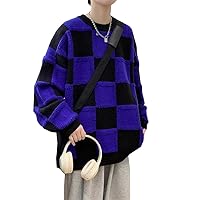 Autumn and Winter Crew Neck Sweater Men's Lazy Style Student Men's Thickened Color Matching Loose wear