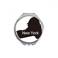 New York USA Map Outline Hand Compact Mirror Round Portable Pocket Glass
