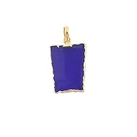 Guntaas Gems Royal Blue Color Chalcedony Pendant For Girls Brass Gold Electroplated DIY Necklace Pendant For Gifted Jewelry