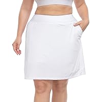 HDE Womens Plus Size Athletic Skort Golf Tennis Skirt with Bike Shorts & Pockets, White, 18 Plus