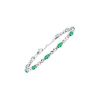 Rylos Stunning Emerald & Diamond XOXO Hugs & Kisses Tennis Bracelet Set in Sterling Silver - Adjustable to fit 7