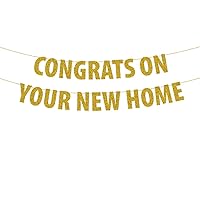 Housewarming Banner Family Themed New Home Party Decorations Congrats On Your New Home Bunting Sign Gold Glitter