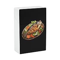 A Plate of Delicious Fish Cigarette Case Portable Smoking Box Holder Flip Open Carrying Storage Case for Men Women