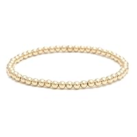14k Gold Filled Beaded Ball Bracelet, 4mm, Dainty Layering Jewelry, Stacking Stretch Bracelets (7.5)