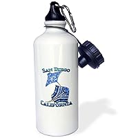 3dRose Blue tribal stingray for any vacation to San Diego, California - Water Bottles (wb-380241-1)