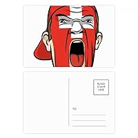 Switzerland Flag Facial Makeup Screaming Cap Postcard Set Birthday Mailing Thanks Greeting Card