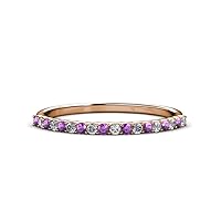 Amethyst and Diamond (SI2-I1, G-H) 18 Stone Wedding Band 0.30 Carat tw in 14K Gold