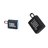 JBL GO 3 Small Bluetooth Box in Blue and Pink - Waterproof Portable Speaker & GO 3 Small Bluetooth Box in Black - Waterproof Portable Speaker for Travelling (Pack of 1)