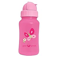 green sprouts Straw Bottle | Silicone straw promotes healthy oral development | Flip-cap locks to prevent spills, 2 straw drinking options: traditional & tilted, Dishwasher safe Pink 10 Ounce