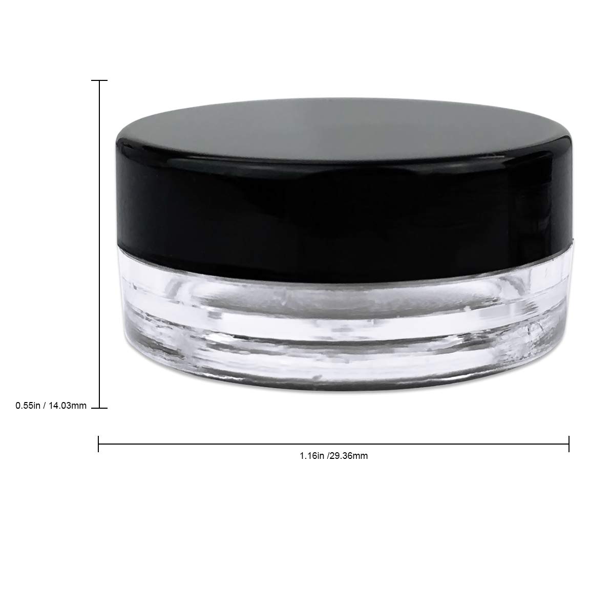 (100 Pieces Jars + Lid) Beauticom 3G/3ML Round Clear Jars with BLACK Screw Cap Lids for Scrubs, Oils, Toner, Salves, Creams, Lotions, Makeup Samples, Lip Balms - BPA Free