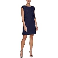 DKNY Womens Petites Split Overlay Work Bodycon Dress Navy 6P