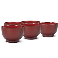 CTC-108361 Bowl, Red, 5.2 inches (133 mm) φ 3.2 inches (81 mm), Akatame Donburi, Wood Grain, Clean Coat Treatment, 5 Pieces