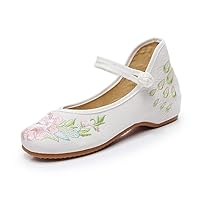 Chinese Embroidered Women Denim Ballet Flats Retro Vintage Ladies Soft Canvas Comfortable Walking Driving Shoes