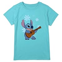 Plus Size Lilo Stitch Flowers Girls Short Sleeve Tee Shirt