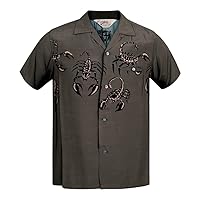 Mens Scorpion Vince Ray Grey Hawaiian Shirt SoH9041