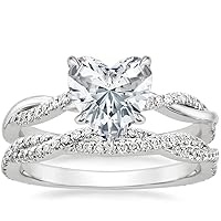 3 CT Moissanite Ring Set Anniversary Heart Cut Moissanite Ring Vintage 925 Sterling Silver Moissanite Ring Promise Gifts for Her Antique Engagement Rings