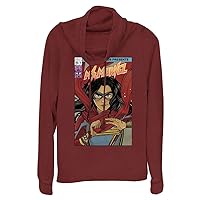 Marvel Ms Comic Cover Women's Cowl Neck Long Sleeve Knit Top