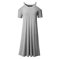 Summer Women Chic Cold Shoulder Dresses Holiday Loose Shift Straight Dress