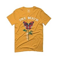 Front Till Death Red Rose Flower Skull PRIMITIVES Butterfly VOLCON for Men T Shirt