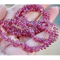 rubellite pink gem watermelon tourmaline tiny faceted teardrop briolette drop beads 20 beads 3.5-4.2 x 2.2-3mm