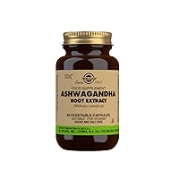 SOLGAR Ashwagandha Root Extract - 60 Vegetable Capsules - Standardized Full Potency (SFP) - Non-GMO, Vegan, Gluten & Dairy Free, Kosher - 60 Servings